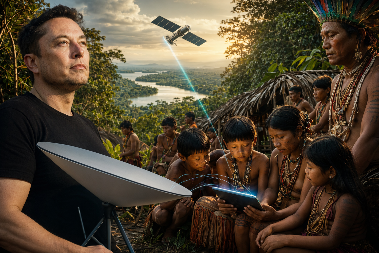 En 2024, Musk llevó internet a indígenas amazónicos