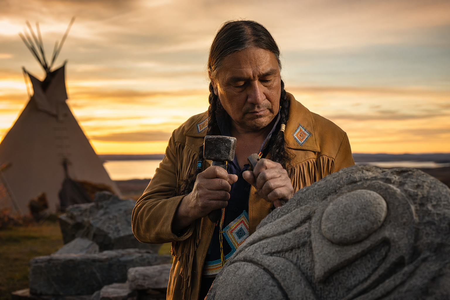 Arsene arcand expresa la cultura cree a través de la piedra