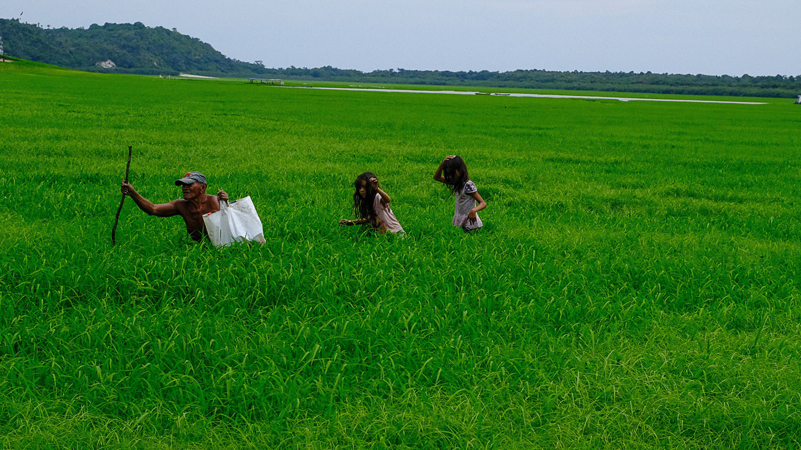 Niños indígenas Omágua Kambeba afectados por crisis climática